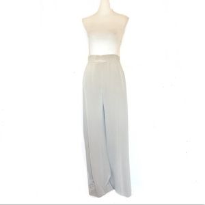 Max Mara Beige High Rise Wide Leg Silk Pants